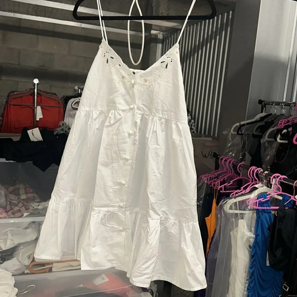 ZARA | White | EMBROIDERED POPLIN DRESS - Picture 10 of 10